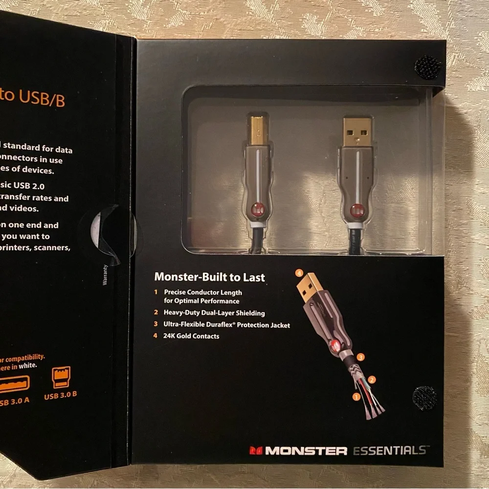 Monster Essentials USB Advanced High Speed USB to USB/B 12 ft